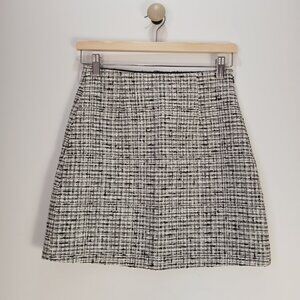 Babaton by Aritzia Tweed Mini Skirt Women Size 4 Black White Career Classic